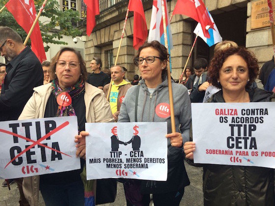 Mobilizacións sociais na Galiza contra os tratados que a UE negocia cos EUA e Canadá