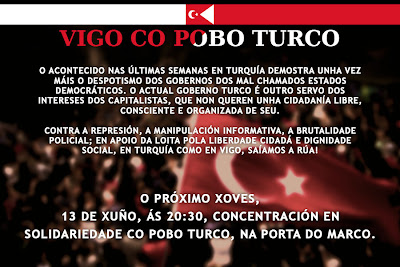[Vigo] Xoves 13 Xuño, 20:30' na porta do MARCO - Concentración en Solidariedade co Pobo Turco